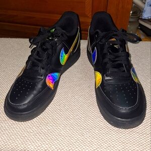Nike Air Force 1 Low Top Misplaced Swoosh Black 2020 CK7214-001. Mens 9. EUC